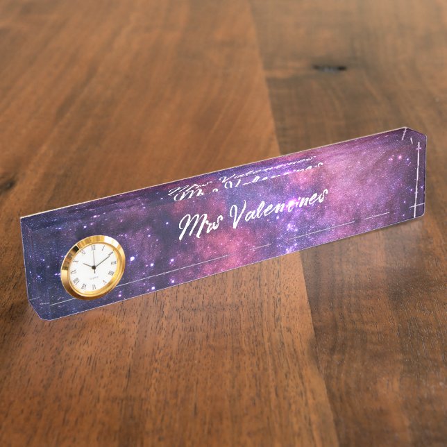 Galaxy Space Milky Way Teacher School Cute Stars Desk Name Plate (Side)