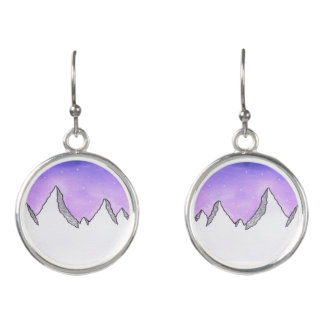Galaxy Space Mountain With Purple & Pink Night Sky Earrings