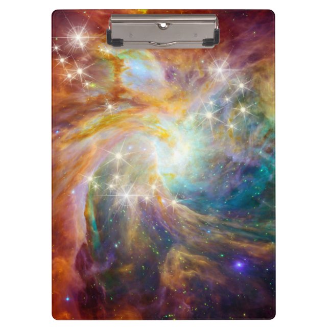 Galaxy Space Nebula Blue Gold Lavender Pink Clipboard (Front)