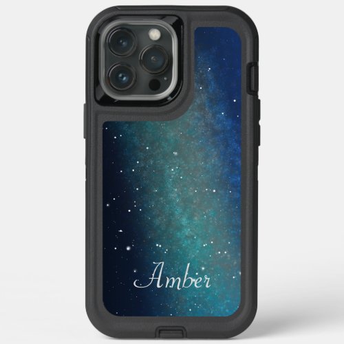 Galaxy Space Nebula Night Sky Green Personalized iPhone 13 Pro Max Case