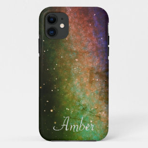 Galaxy Space Nebula Night Sky Personalized Orange iPhone 11 Case