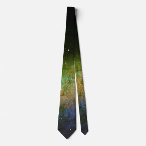 Galaxy Space Nebula Night Sky Red Orange Green Neck Tie