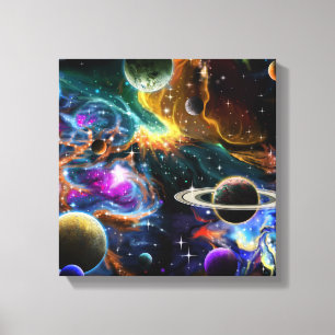 Galaxy Space Nebula with Planets Canvas Print
