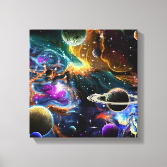 Galaxy Space Nebula with Planets Canvas Print (Front)