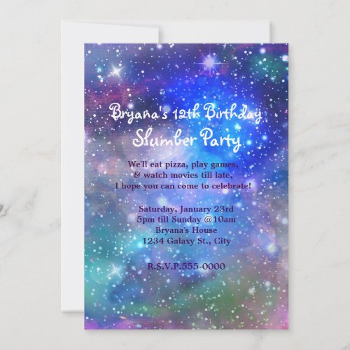 Galaxy Space Party Cosmic Birthday Invitations