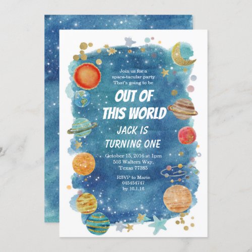 Galaxy Space Party Cosmic Planet Birthday Invitation