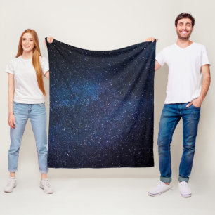 Galaxy Space Stars Night Sky Celestial Navy Blue Fleece Blanket