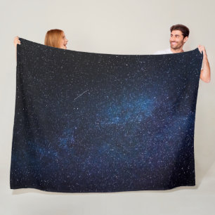 Galaxy Space Stars Night Sky Celestial Navy Blue Fleece Blanket