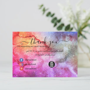 Galaxy Space Stars Ultra Violet Pink Nebula Thank You Card