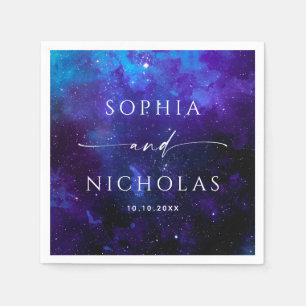 Galaxy Space Wedding   Celestial Astronomy Modern Napkins