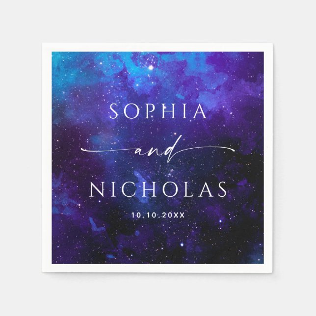 Galaxy Space Wedding | Celestial Astronomy Modern Napkins (Front)