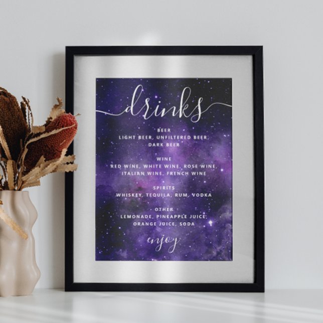 Galaxy Space Wedding Drinks Menu | Celestial Bar Poster (Creator Uploaded)