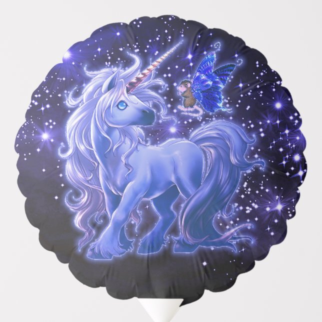 Galaxy Sparkle Blue Unicorn Balloon (Front)