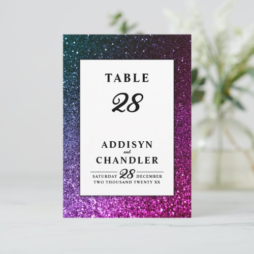 Galaxy Sparkle Glam Chic Modern Wedding Glitter   Thank You Card