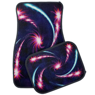Galaxy Spiral Fireworks Pattern – Electric Neon Sp Car Floor Mat