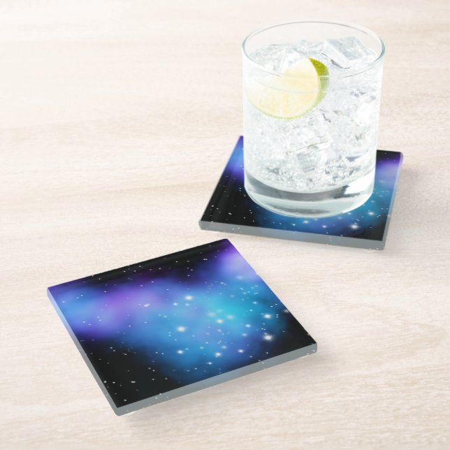 Galaxy Starlight Space Clouds Glass Coaster (Angled)