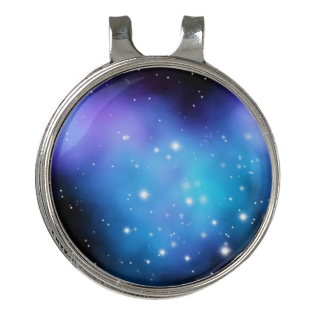 Galaxy Starlight Space Clouds Golf Hat Clip (Front)