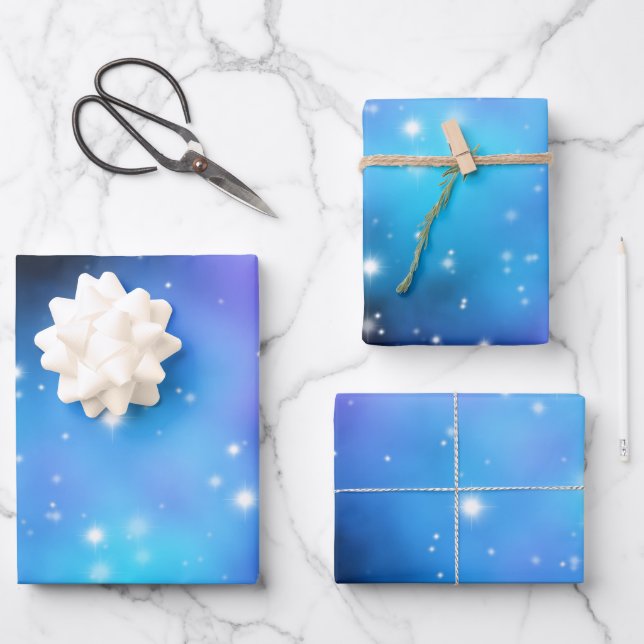 Galaxy Starlight Space Clouds Wrapping Paper Sheets (Front)