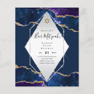 Galaxy Starry Night BAR MITZVAH Invitations Blue