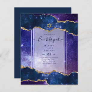 Galaxy Starry Night BAR MITZVAH Invitations Blue