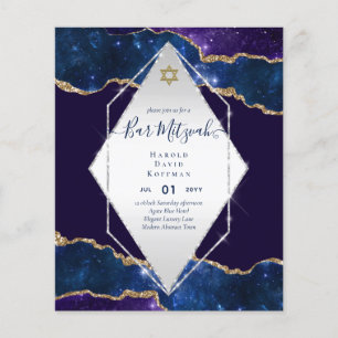 Galaxy Starry Night BAR MITZVAH Invitations Blue