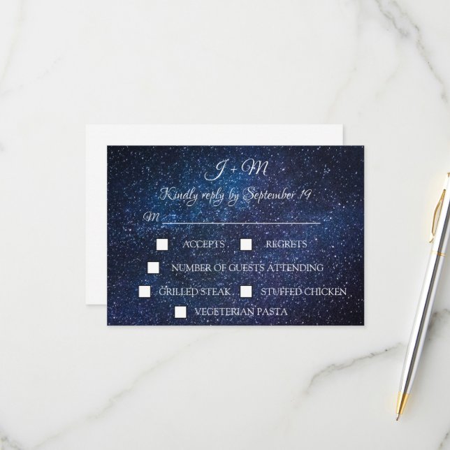 Galaxy Starry Night Celestial Stars Modern RSVP (Front/Back In Situ)