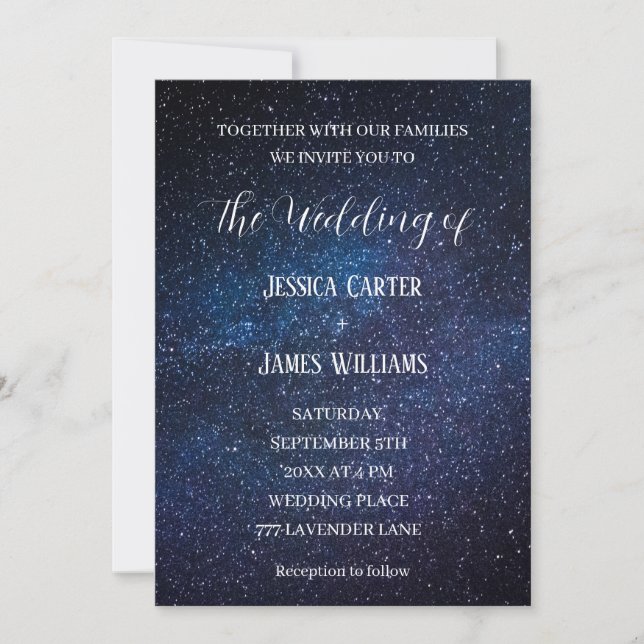 Galaxy Starry Night Outer Space Universe Wedding  Invitation (Front)