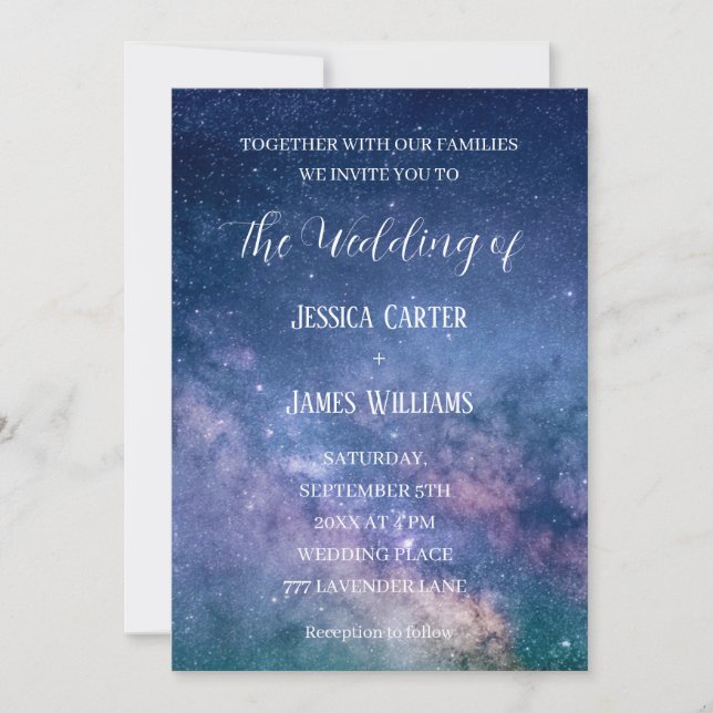 Galaxy Starry Night Outer Space Universe Wedding  Invitation (Front)