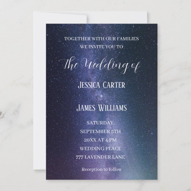 Galaxy Starry Night Outer Space Universe Wedding  Invitation (Front)