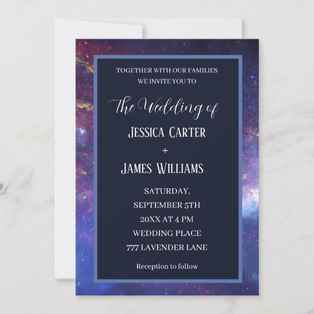 Galaxy Starry Night Outer Space Universe Wedding Invitation (Front)
