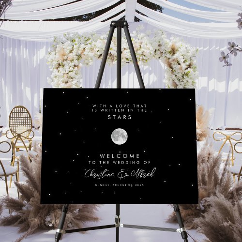 Galaxy Starry Night Script Wedding Welcome Sign