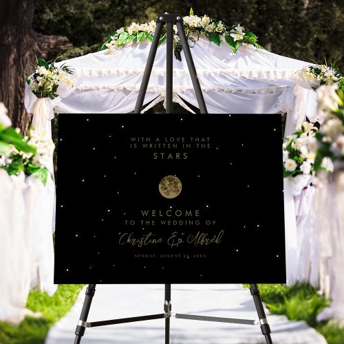 Galaxy Starry Night Script Wedding Welcome Sign