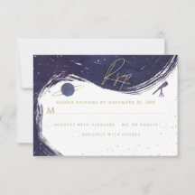 Galaxy Starry Night Sky Blue Purple Gold Wedding
