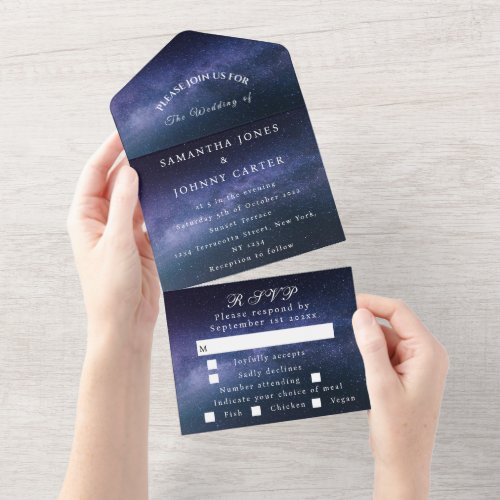 Galaxy Starry Night Sky Universe Wedding Nebula All In One Invitation