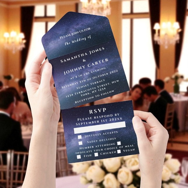 Galaxy Starry Night Sky Universe Wedding Nebula All In One Invitation (Creator Uploaded)
