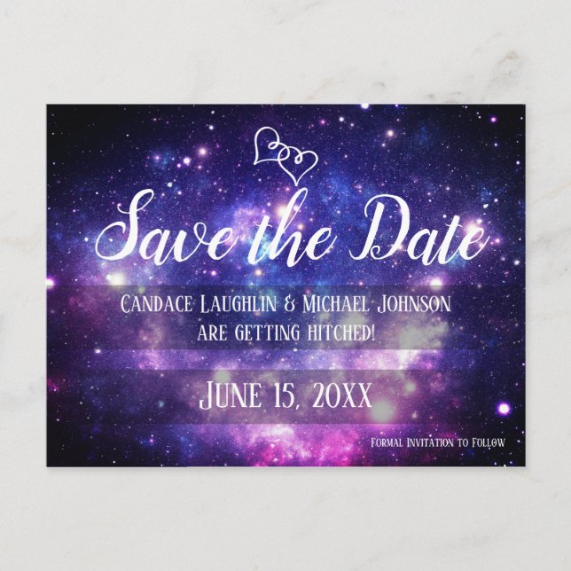 Galaxy Starry Night Space Wedding Save the Date Postcard (Front)