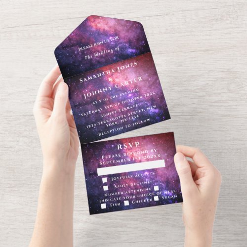 Galaxy Starry Night Stars Sky Nebula Cosmic All In One Invitation