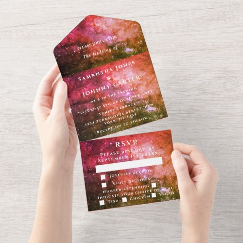 Galaxy Starry Night Stars Sky Wedding  All In One Invitation