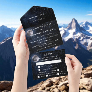 Galaxy Starry Night Stars Sky Wedding Moon All In One Invitation