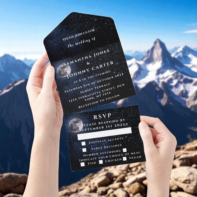 Galaxy Starry Night Stars Sky Wedding Moon All In One Invitation (Creator Uploaded)