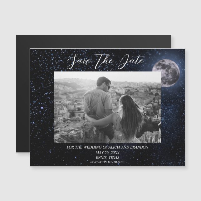 Galaxy Starry Night Stars Sky Wedding Moon Magnet (Front/Back)