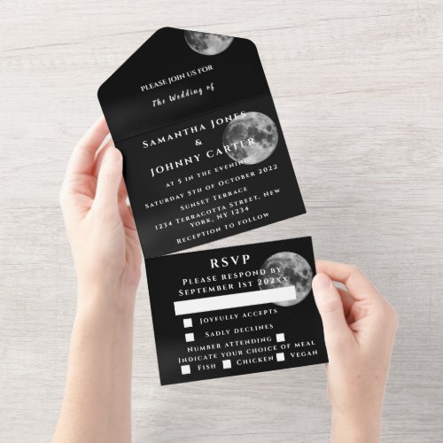 Galaxy Starry Night Stars Sky Wedding Universe All In One Invitation