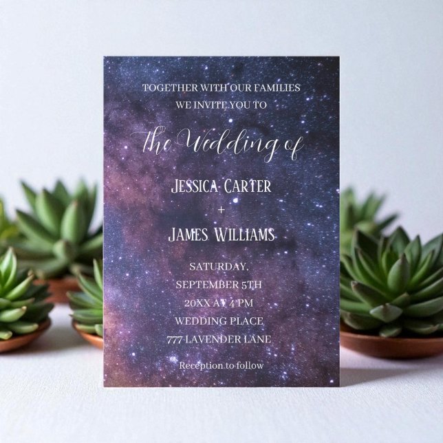 Galaxy Starry Night Stars Space Universe Wedding Invitation (Creator Uploaded)