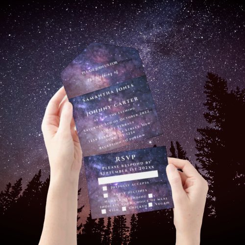 Galaxy Starry Night Universe Sky Wedding Nebula All In One Invitation