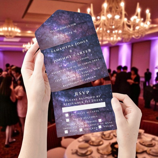 Galaxy Starry Night Universe Sky Wedding Nebula All In One Invitation (Creator Uploaded)
