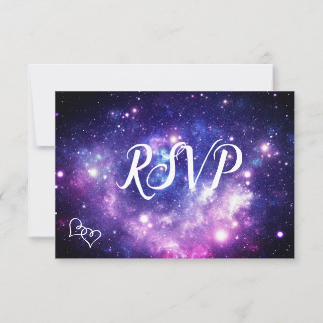 Galaxy Starry Night Wedding RSVP Cards with Meals (Front)