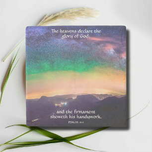Galaxy Starry Sky Psalm 19:1 Scripture Verse Stone Coaster