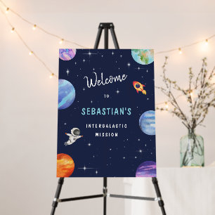 Galaxy Stars Birthday Watercolor Welcome Foam Board