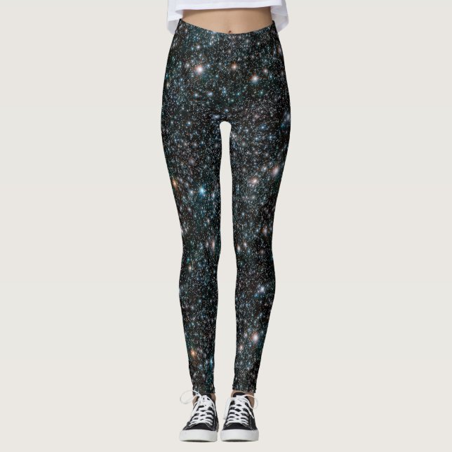 Galaxy Stars Cosmic Outer Space Universe Black Leggings (Front)