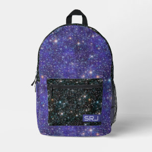 Galaxy Stars Cosmic Outer Space Universe Monogram Printed Backpack